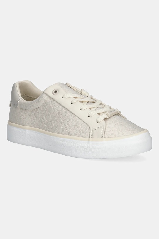 Tenisky Calvin Klein VULC LACE UP - JACQ imitácia kože béžová HW0HW02412