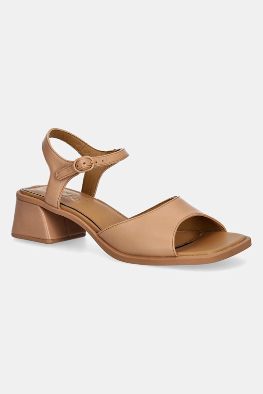 Δερμάτινα σανδάλια Camper Kora Sandal φαρδύ τακούνι καφέ K201734.006