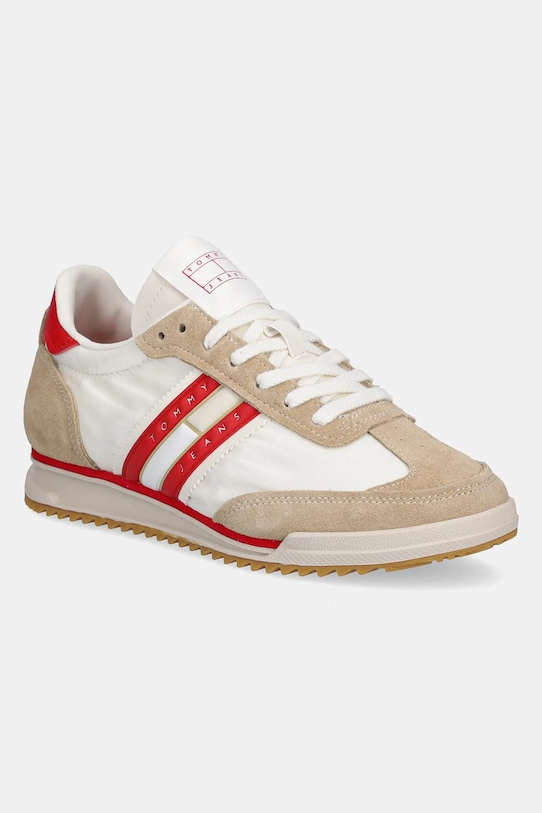 Tommy Jeans sneakers RETRO RUNNER CLEATED piele întoarsă bej EN0EN02717