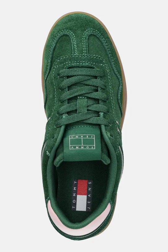 Σουέτ αθλητικά παπούτσια Tommy Jeans THE GREENWICH FLATFORM SUEDE πράσινο EN0EN02734