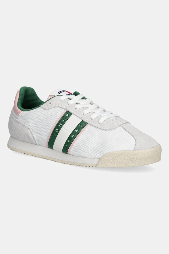 Αθλητικά Tommy Jeans LOW PROFILE RUNNER δέρμα σαμουά λευκό EN0EN02742