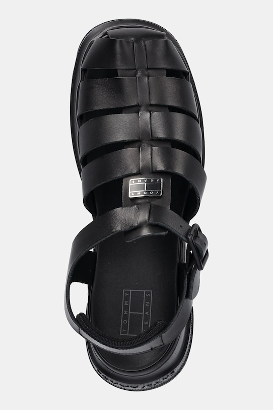 Δερμάτινα σανδάλια Tommy Jeans FISHERMAN SANDAL μαύρο EN0EN02751