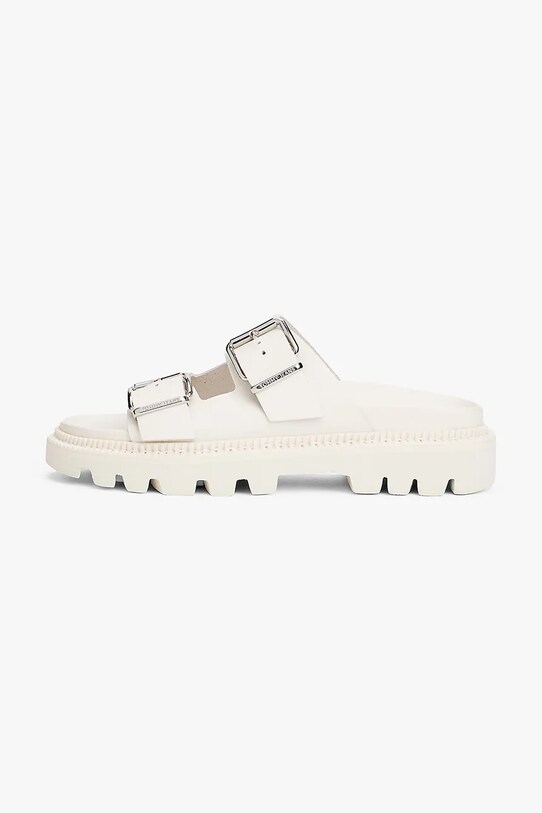 Kožne natikače Tommy Jeans DOUBLE STRAP SANDAL EN0EN02753 bež SS25