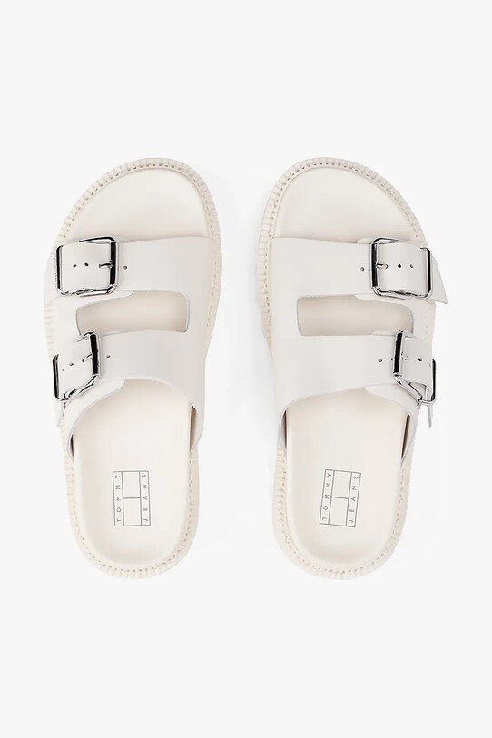 Kožne natikače Tommy Jeans DOUBLE STRAP SANDAL EN0EN02753 bež