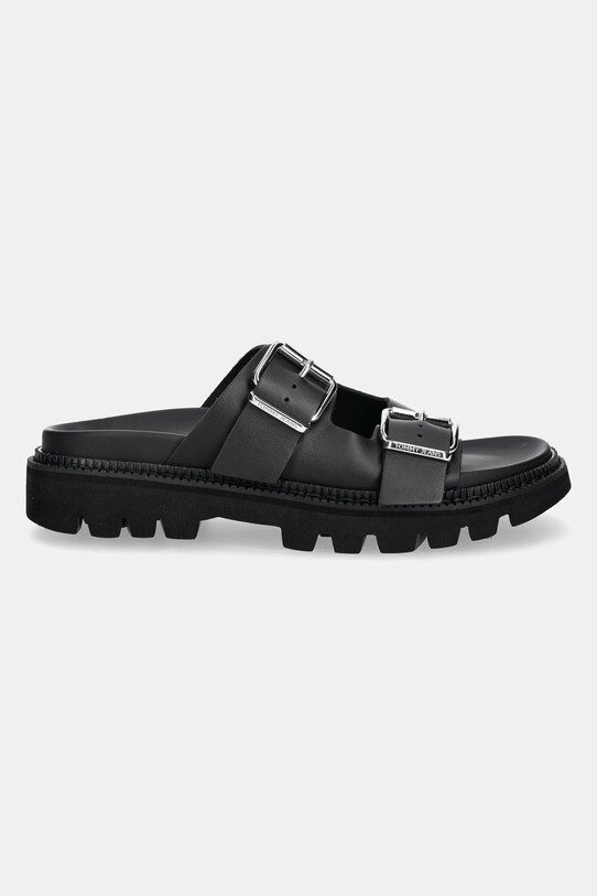 Kožené šľapky Tommy Jeans DOUBLE STRAP SANDAL EN0EN02753 čierna SS25