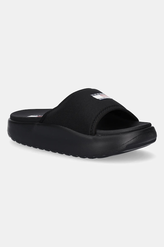 Pantofle Tommy Jeans COMFY POOL SLIDE platforma černá EN0EN02765