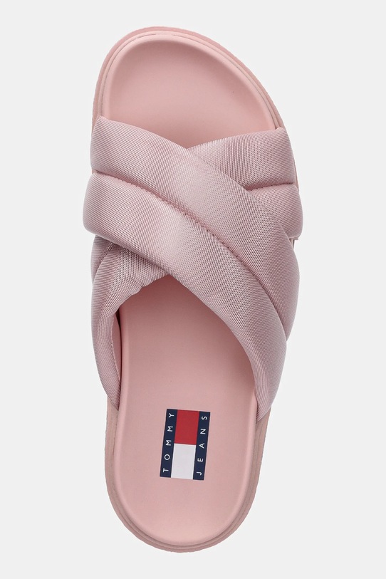 Παντόφλες Tommy Jeans FLATFORM SANDAL ροζ EN0EN02775