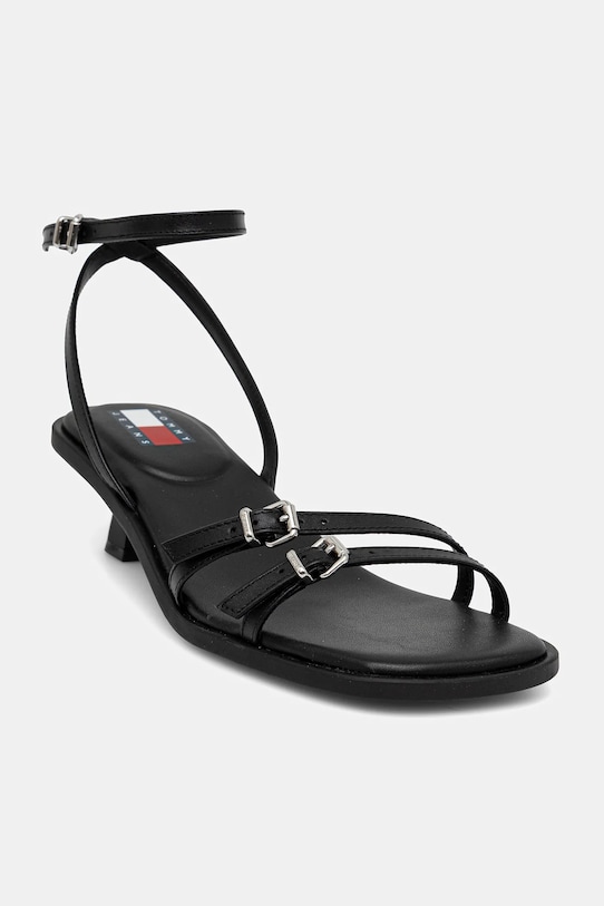 Δερμάτινα πέδιλα Tommy Jeans THE NOHO SANDAL έως 5 cm μαύρο EN0EN02779