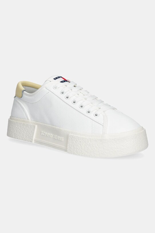 Tommy Jeans sneakers FLATFORM CANVAS SNEAKER Planet friendly alb EN0EN02792