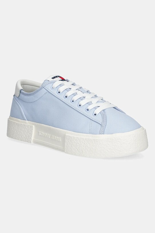 Кросівки Tommy Jeans FLATFORM CANVAS SNEAKER Planet friendly блакитний EN0EN02792