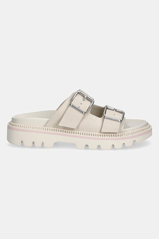Semišové šľapky Tommy Jeans DOUBLE STRAP SANDAL SUEDE EN0EN02797 béžová SS25