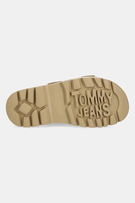 Замшеві шльопанці Tommy Jeans DOUBLE STRAP SANDAL SUEDE EN0EN02797 бежевий