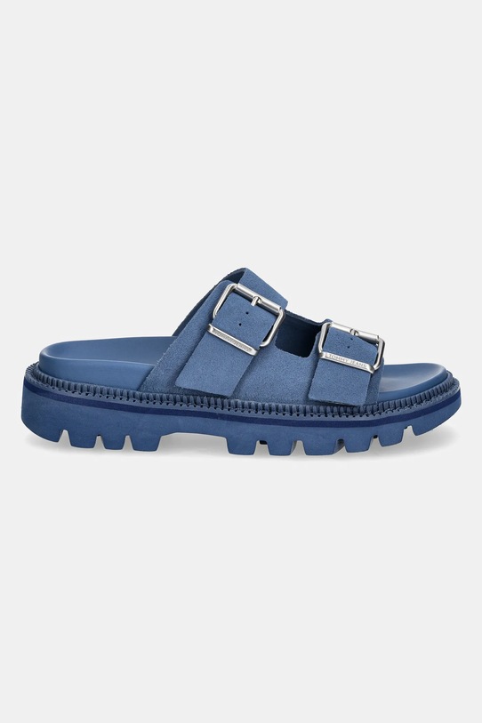 Semišové šľapky Tommy Jeans DOUBLE STRAP SANDAL SUEDE EN0EN02797 modrá SS25