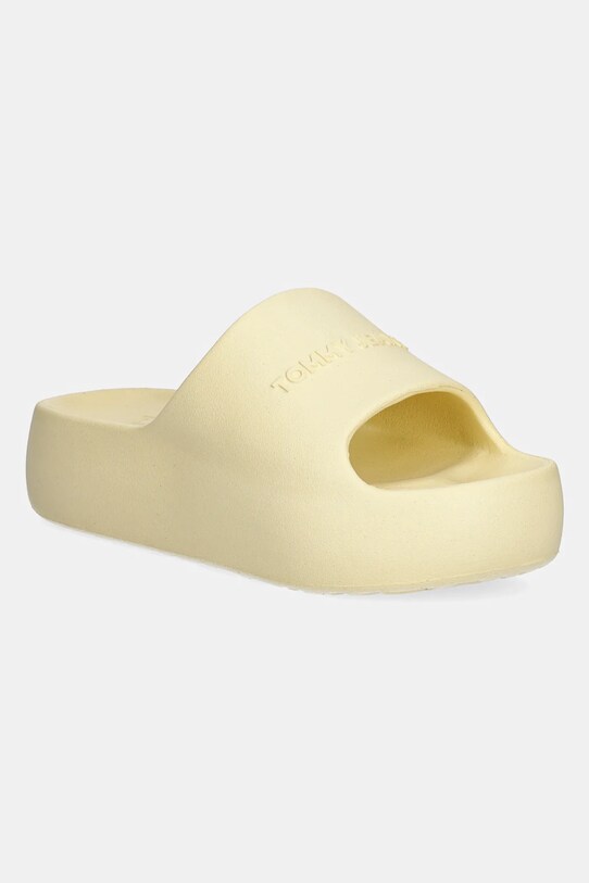 Παντόφλες Tommy Jeans CHUNKY POOL SLIDE ESS ίσια πλατφόρμα κίτρινο EN0EN02879