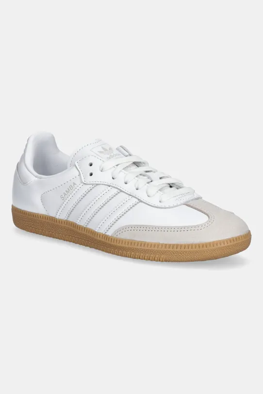 adidas Originals sneakers din piele Samba OG plată alb JS2763