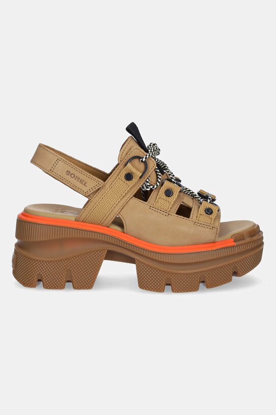 Сандали от набук Sorel REIN CB LACE PLATFORM HE 2113101263 бежов SS25