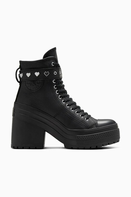 Δερμάτινα ελαφριά παπούτσια Converse Chuck 70 De Luxe Heel Valentine's Day πλατφόρμα μαύρο A10634C