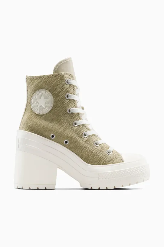 Кеды Converse Chuck 70 De Luxe Heel Pony Hair платформа зелёный A12813C