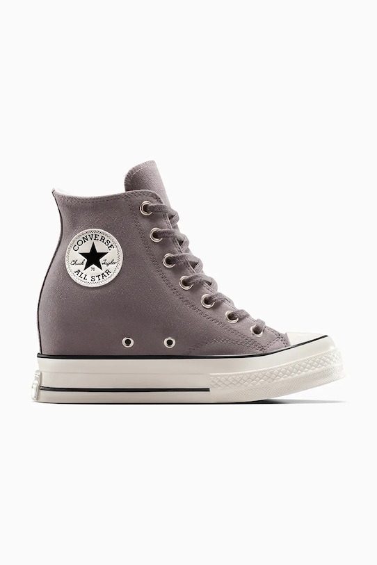 Converse superge iz semiša Chuck 70 Wedge Rebrast siva A13834C