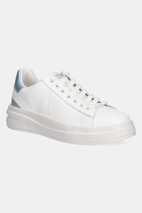 Guess sneakersy skórzane ELBINA tekstylny biały FLJBIN.LEA12.WHIBL