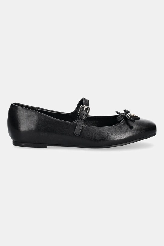 Guess balerini de piele KAYRA FLJKAY.LEA02.BLACK negru SS25