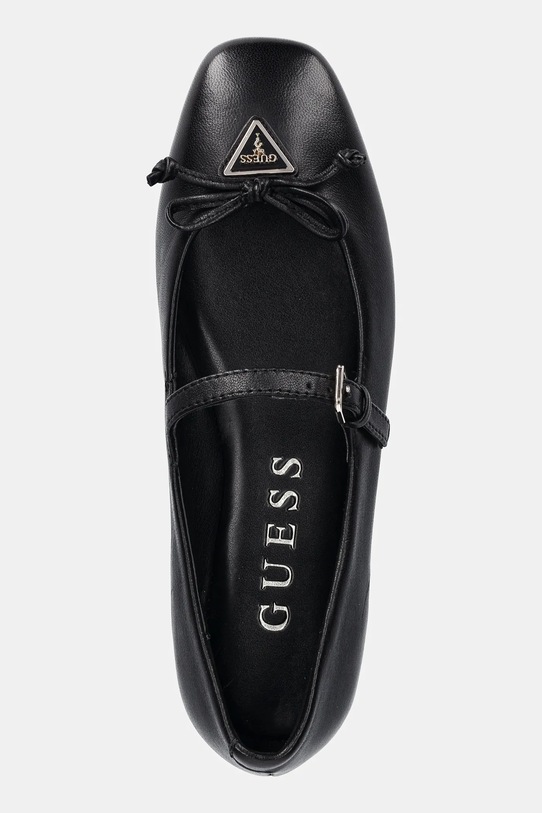 Guess balerini de piele KAYRA negru FLJKAY.LEA02.BLACK