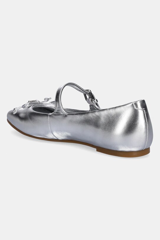 Încălțăminte Guess balerini de piele KAYRA FLJKAY.LEM02.SILVE argintiu