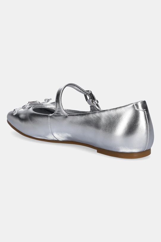 Обувки Кожени балеринки Guess KAYRA FLJKAY.LEM02.SILVE сребърен