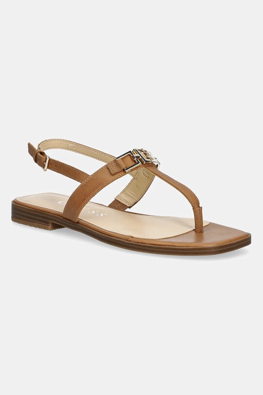 Guess sandali in pelle REALITY pelle fiore marrone FLJREL.LEA21.TAN
