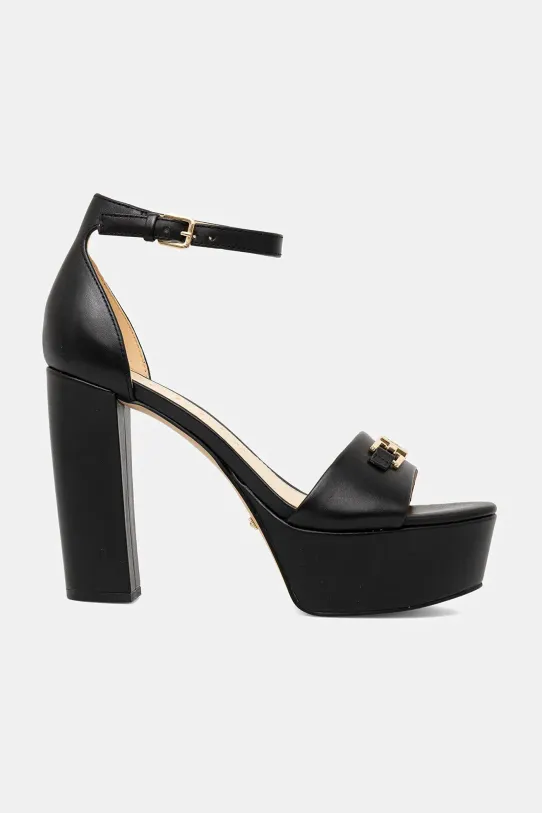 Guess sandale de piele SETTLE FLJSET.LEA03.BLACK negru SS25