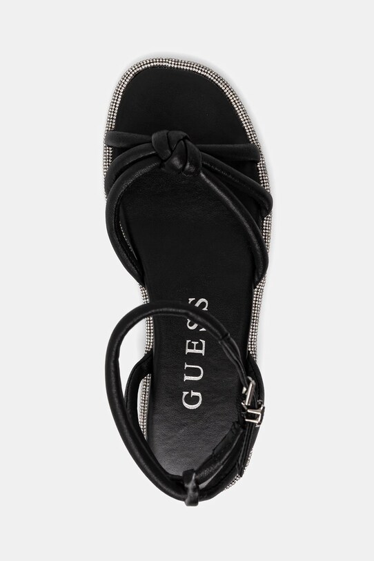 Guess sandale de piele SLONE negru FLJSLO.LEA03.BLACK