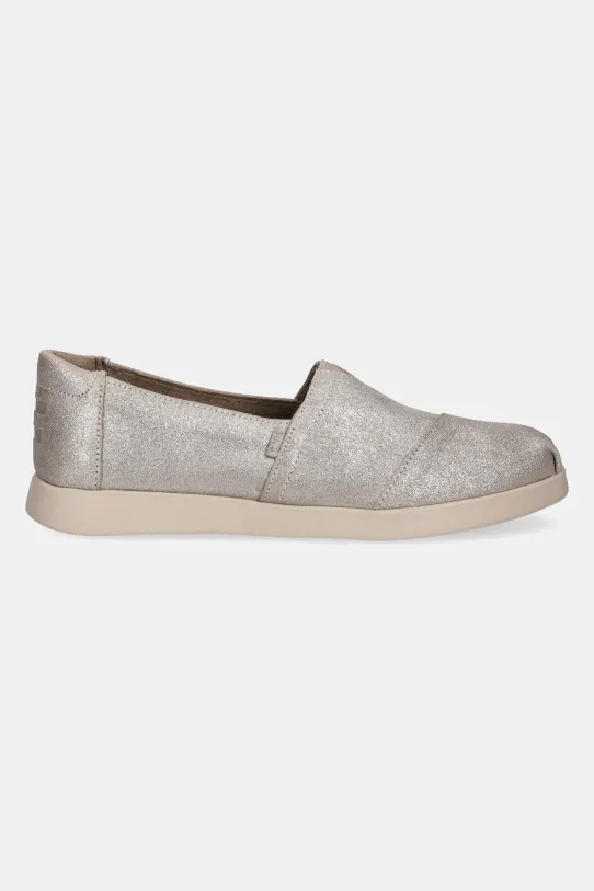 Toms espadrillas CHAMPAGNE METALLIC SUEDE 10021548 argento SS25