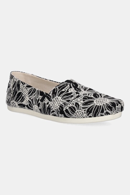 Tenisky Toms OVERSIZED FLORAL EYELET slip on černá 10021888