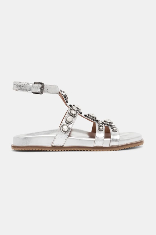 Kurt Geiger London sandały skórzane Octavia Flexi Gladiator 4369063109.SILVER srebrny SS25