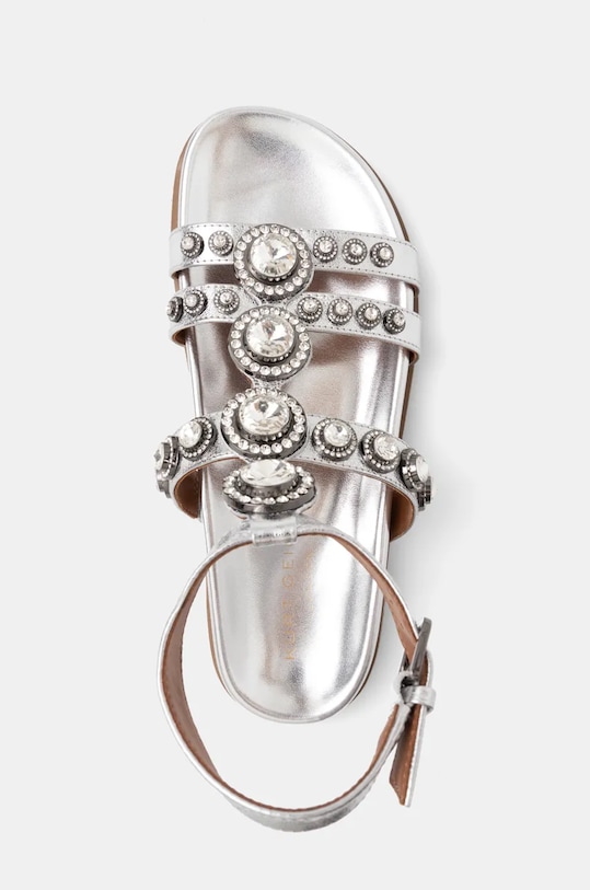 Kurt Geiger London sandały skórzane Octavia Flexi Gladiator srebrny 4369063109.SILVER
