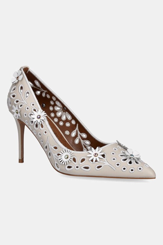 Kurt Geiger London stilettos de piele Flower Belgravia subțire bej 4352544109.BONECOMB