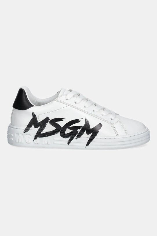 MSGM sneakersy skórzane 3841MDS506.924.01 biały SS25