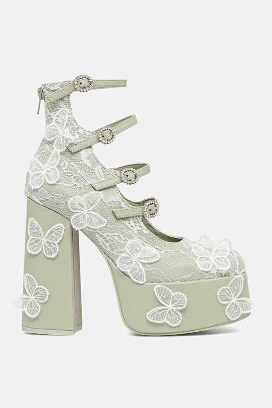 Koi Footwear pumps Wild Lotus Butterfly Lace Platform Heels DBP47 verde SS25