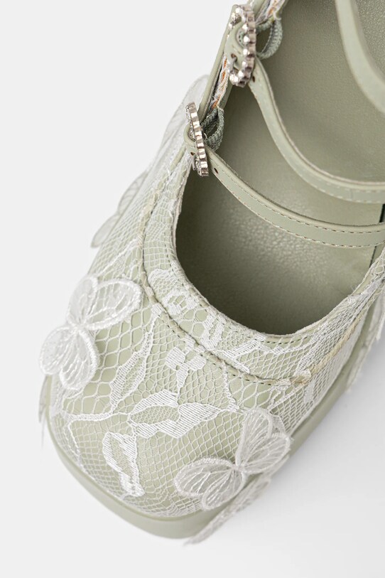 Koi Footwear pumps Wild Lotus Butterfly Lace Platform Heels verde DBP47