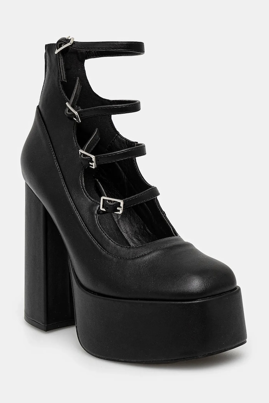 Γόβες Koi Footwear GURREN BLACK STRAPPY PLATFORM HEELS ίσια πλατφόρμα μαύρο DBP17