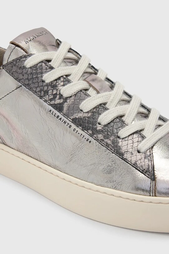 Шкіряні кросівки AllSaints Shana Metallic Sneaker срібний W104FB