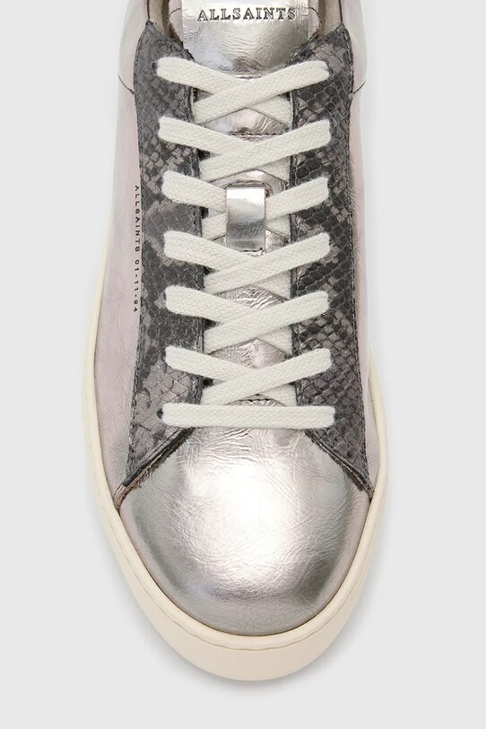 Шкіряні кросівки AllSaints Shana Metallic Sneaker W104FB срібний