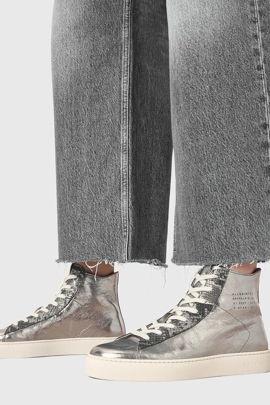 AllSaints bőr sneaker Tana Metallic High Top W118FB.SLV