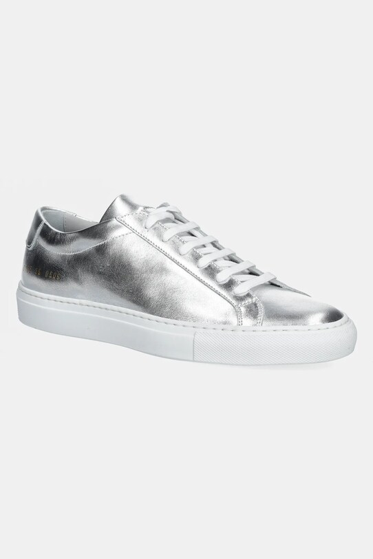 Common Projects sneakersy skórzane Achilles Shiny płaska srebrny 6185.0509
