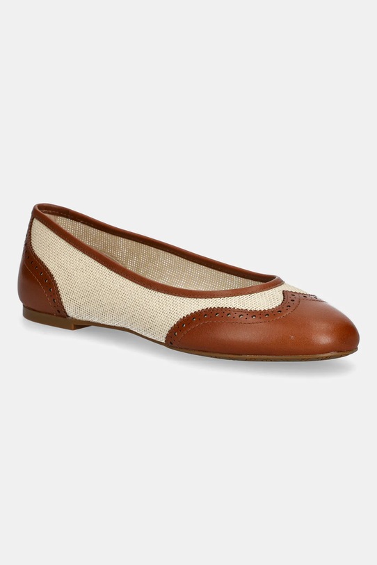 Baleríny Lauren Ralph Lauren Jayna Wingtp usňová koža hnedá 802961799001.250