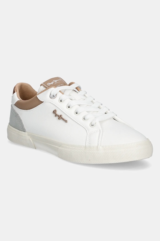 Sneakers boty Pepe Jeans KENTON COURT W imitace kůže bílá PLS31588