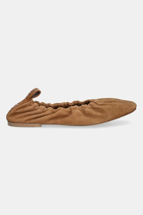 Μπαλαρίνες σουέτ Pepe Jeans POPPY BASIC PLS10430 καφέ SS25