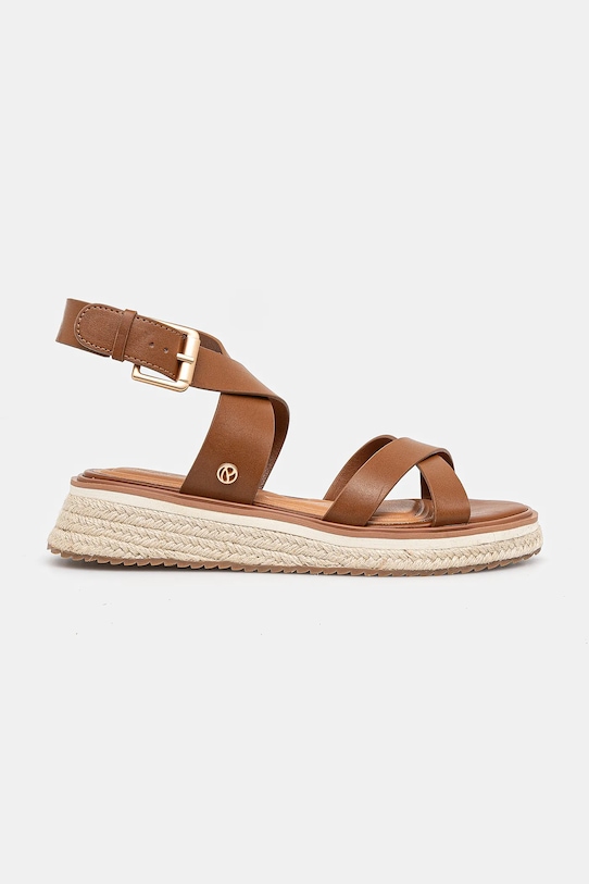 Pepe Jeans sandale de piele KATE NATURE PLS90692 maro SS25