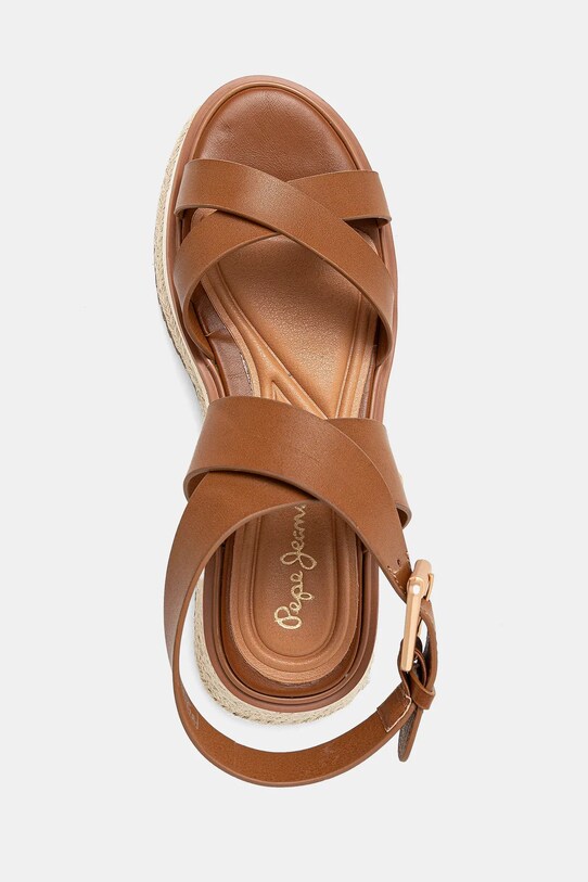 Kožne sandale Pepe Jeans KATE NATURE PLS90692 smeđa