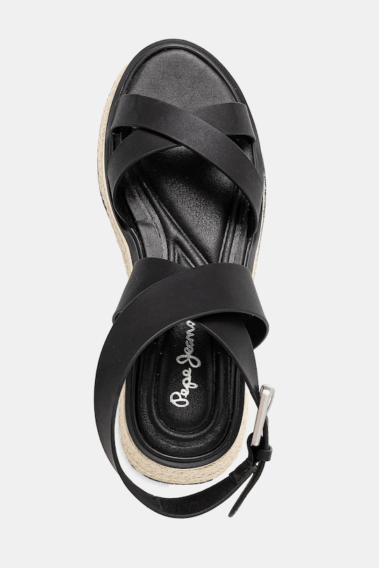 Pepe Jeans sandale de piele KATE NATURE PLS90692 negru